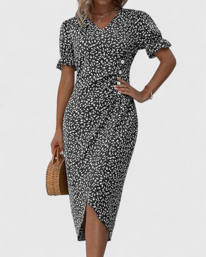 Women’s Kataryna™ summer dress by Emma & Rose Cape Town, lightweight and comfortable, shown in a relaxed fit with floral pattern.