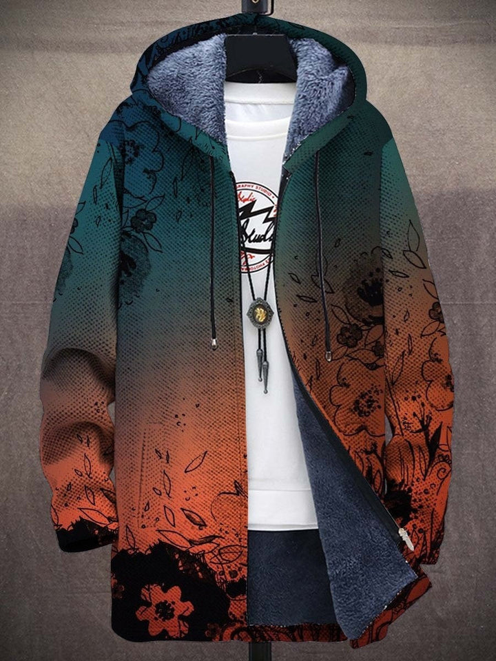 Women's Hooded Jacket with Artistic Print Warm Streetwear Fleece Jacket, view 5 - Elena Harper