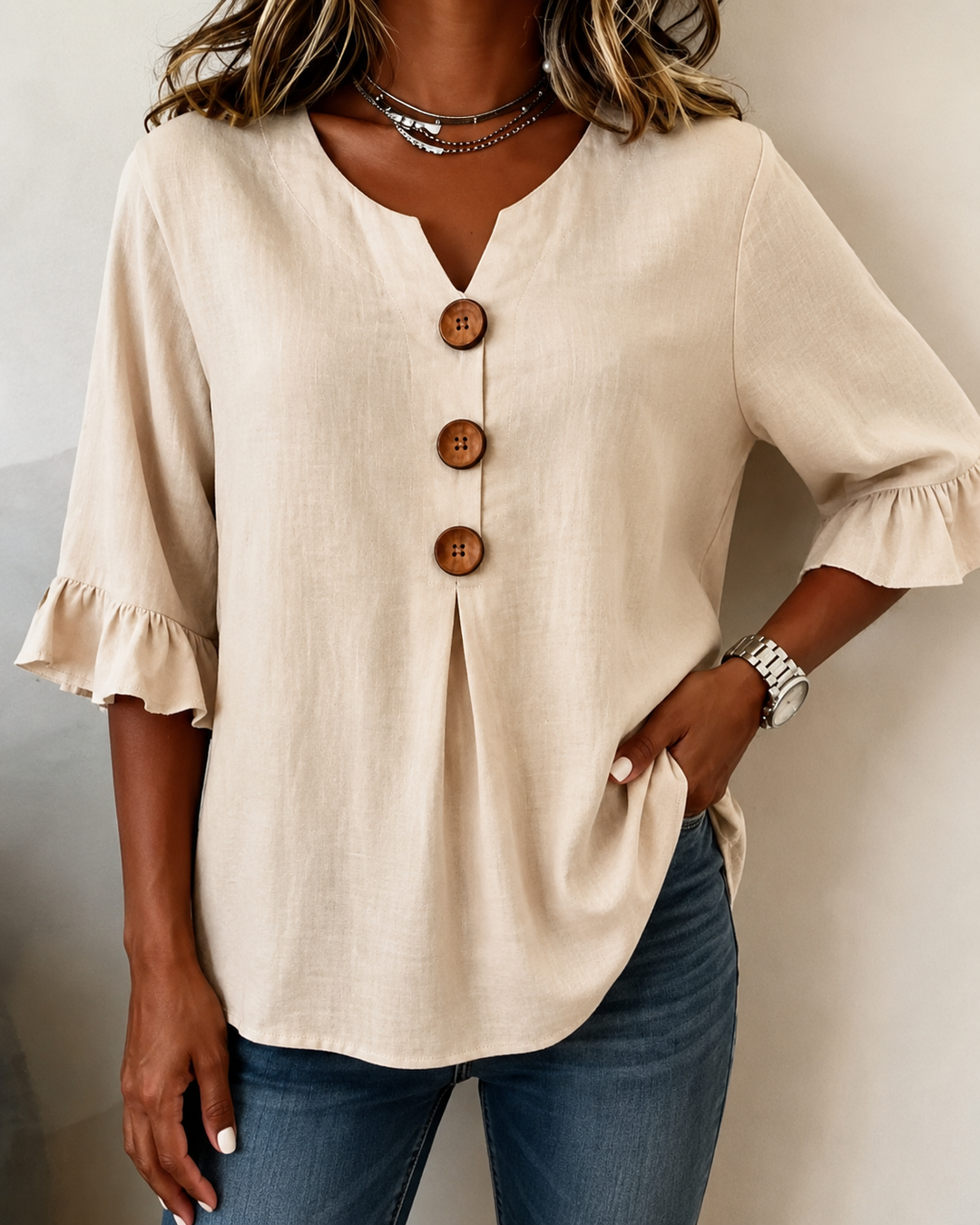 Amelie | Belly-Camouflaging Blouse with Buttons