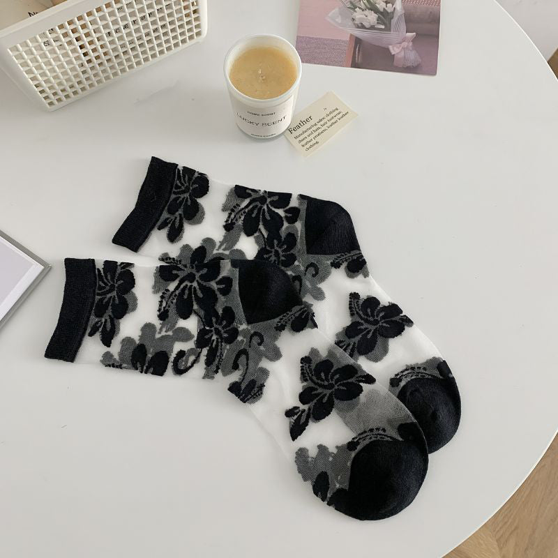 Breathable Jacquard Floral Socks
