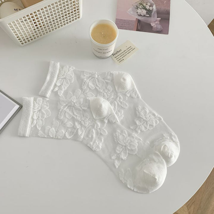 Breathable Jacquard Floral Socks