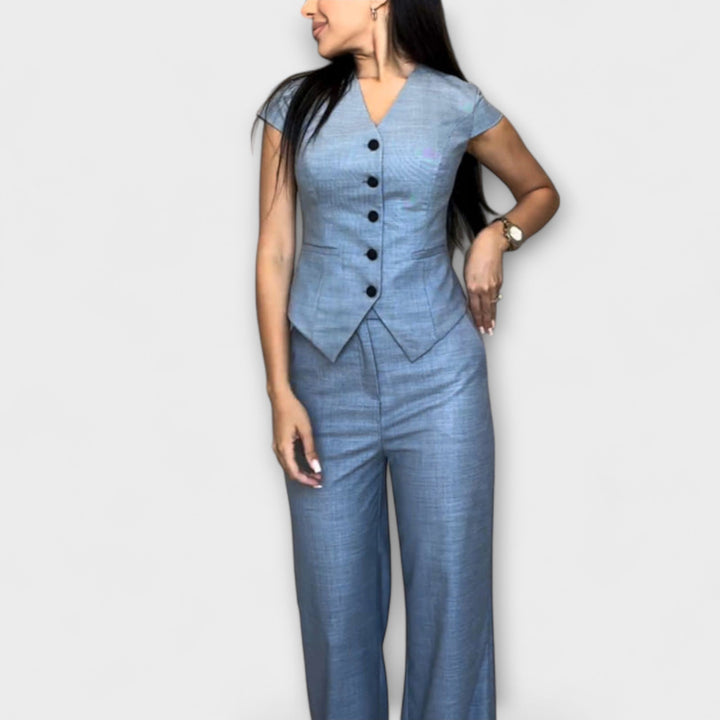 Ivy - Stylish V-Neck Top and Pants Set