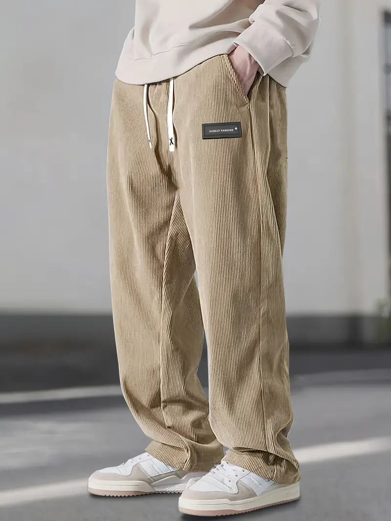 Asher Straight Cut Pants with Drawstring Waist, view 3 - Elena Harper
