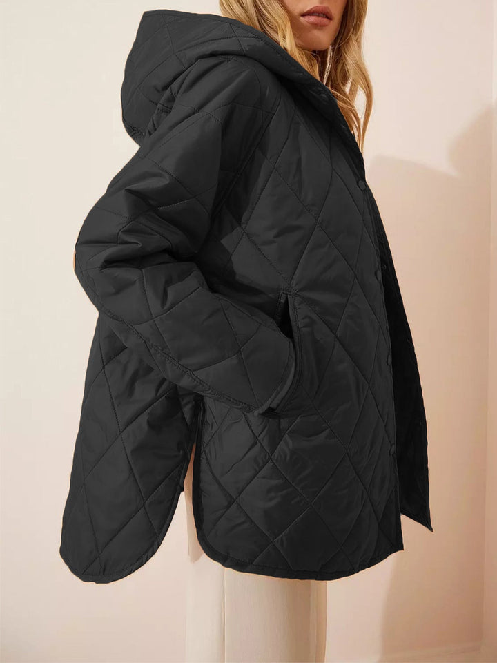 Women's Quilted Effect Jacket with Hood - Yvianne