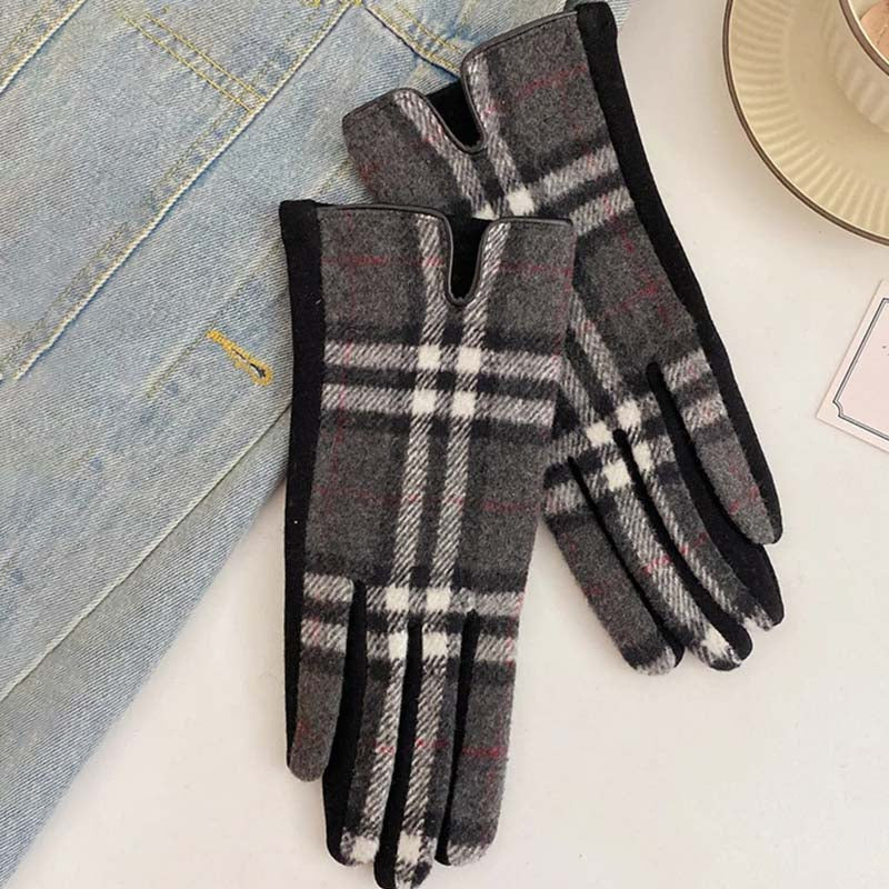 Vintage Plaid Warm Gloves