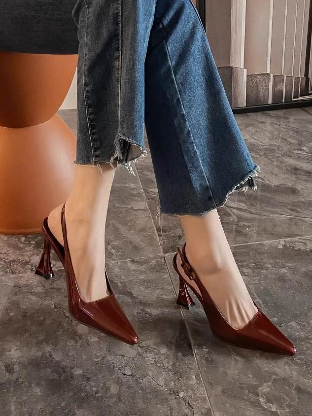 Patent Leather Slingback Pumps, view 2 - Elena Harper