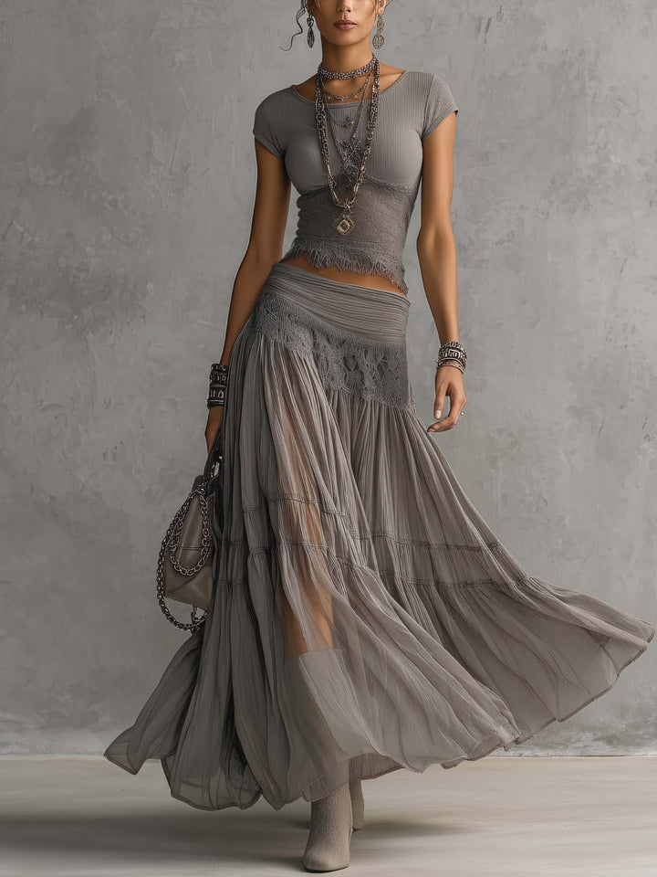 Delphine Sheer Layered Maxi Set - Elena Harper