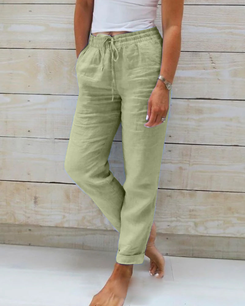 Allison Luxe Cotton-Linen Tailored Trousers - Elena Harper