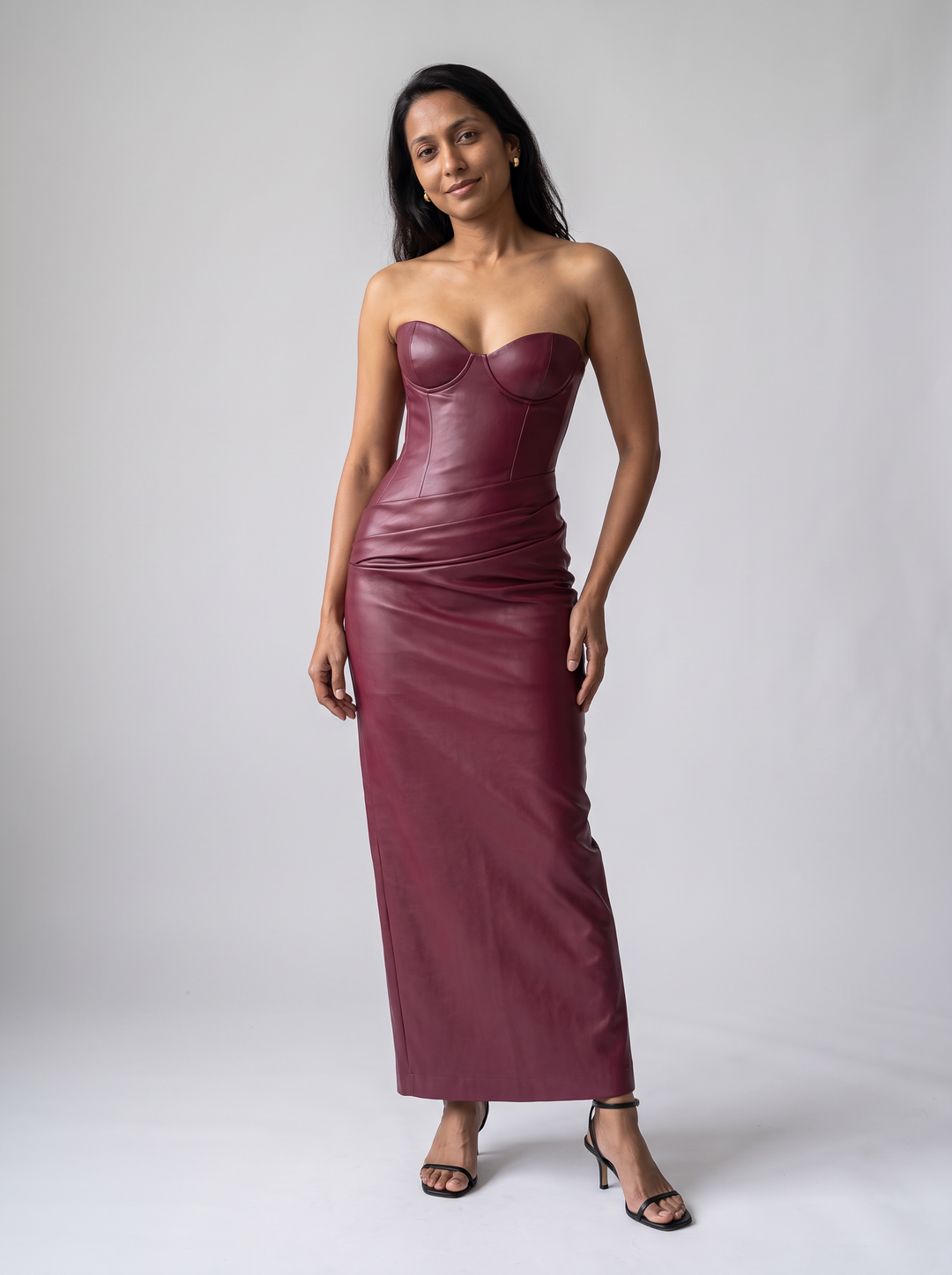 Lace Up Corset Midi Dress Evening
