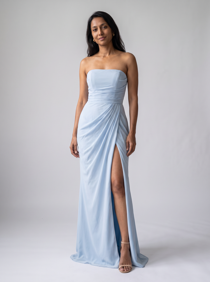 Blue Corset Maxi Dress Wedding Guest