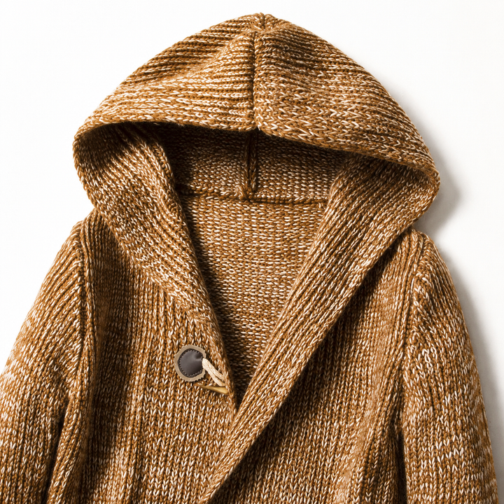 Lyndan Long Cardigan with Hood and Toggle Buttons, view 5 - Elena Harper