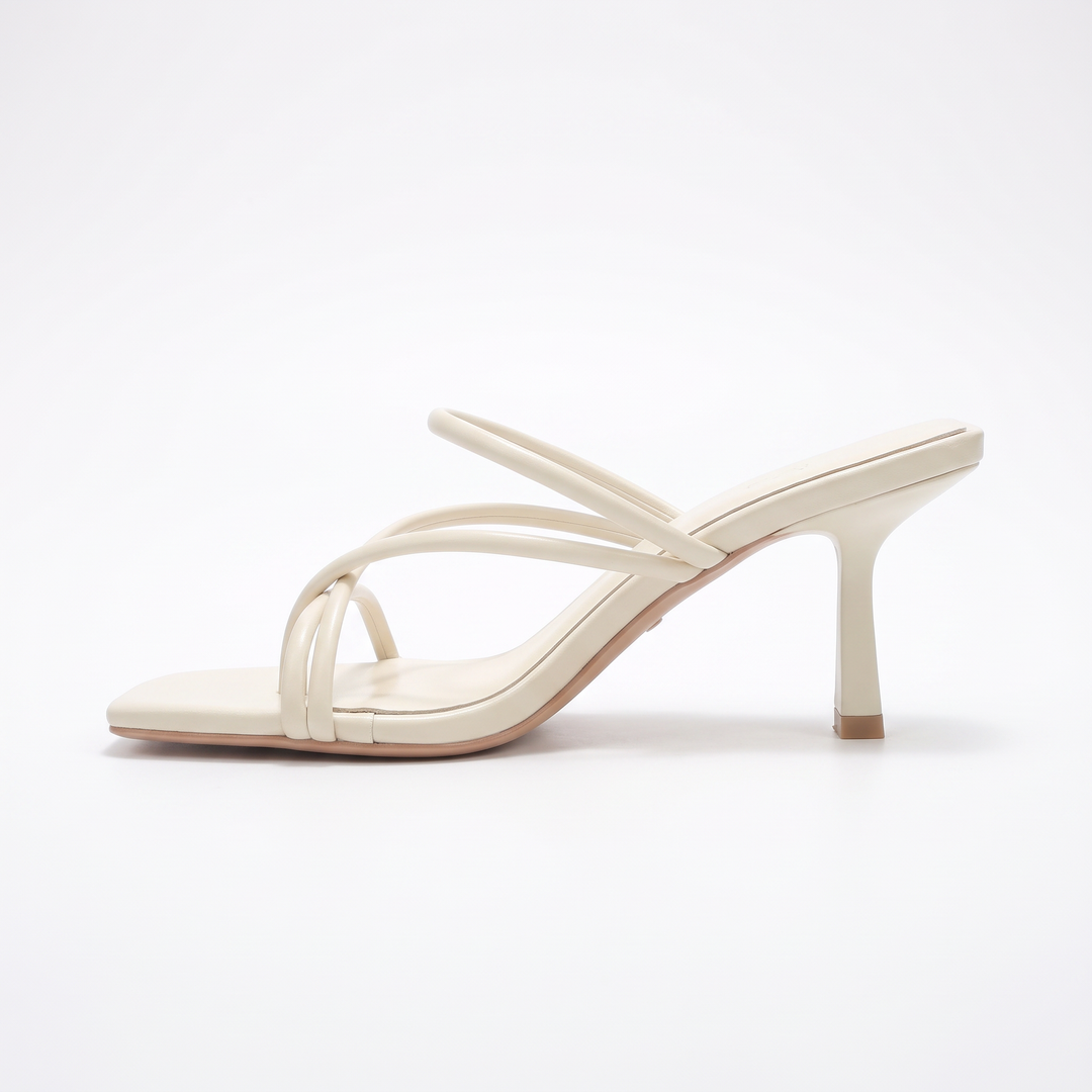 Beige Toe Post Kitten Heel Sandals