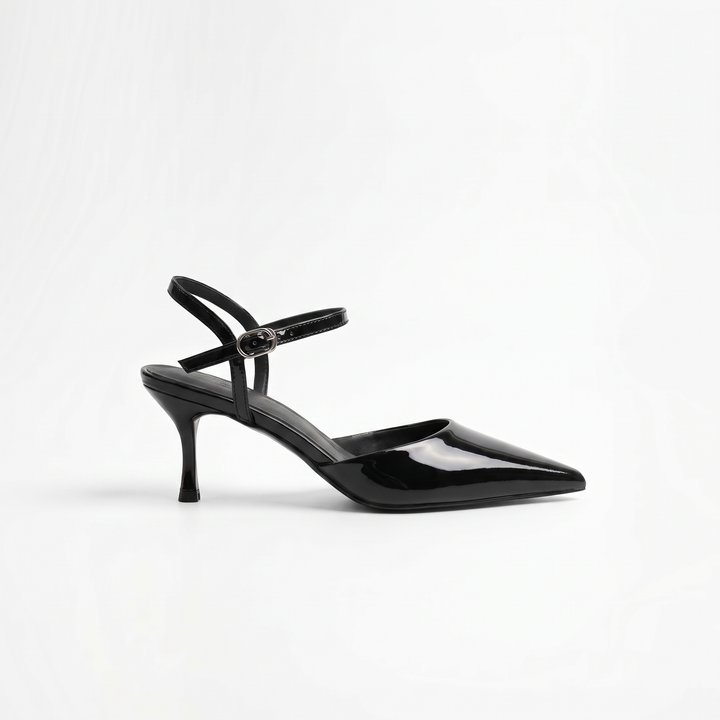 Black Lace Kitten Heel Slingback Pumps
