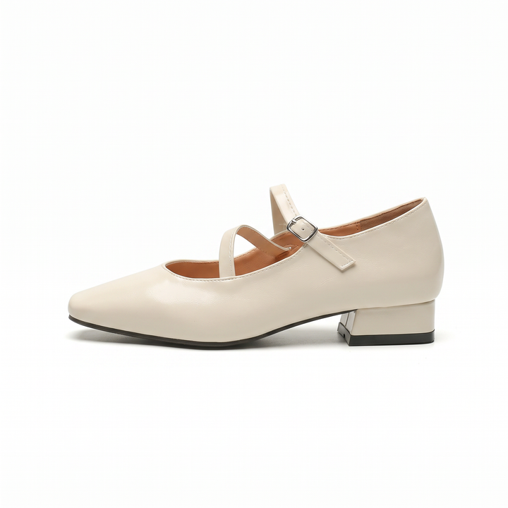 White Mary Jane Block Heels Office Wear