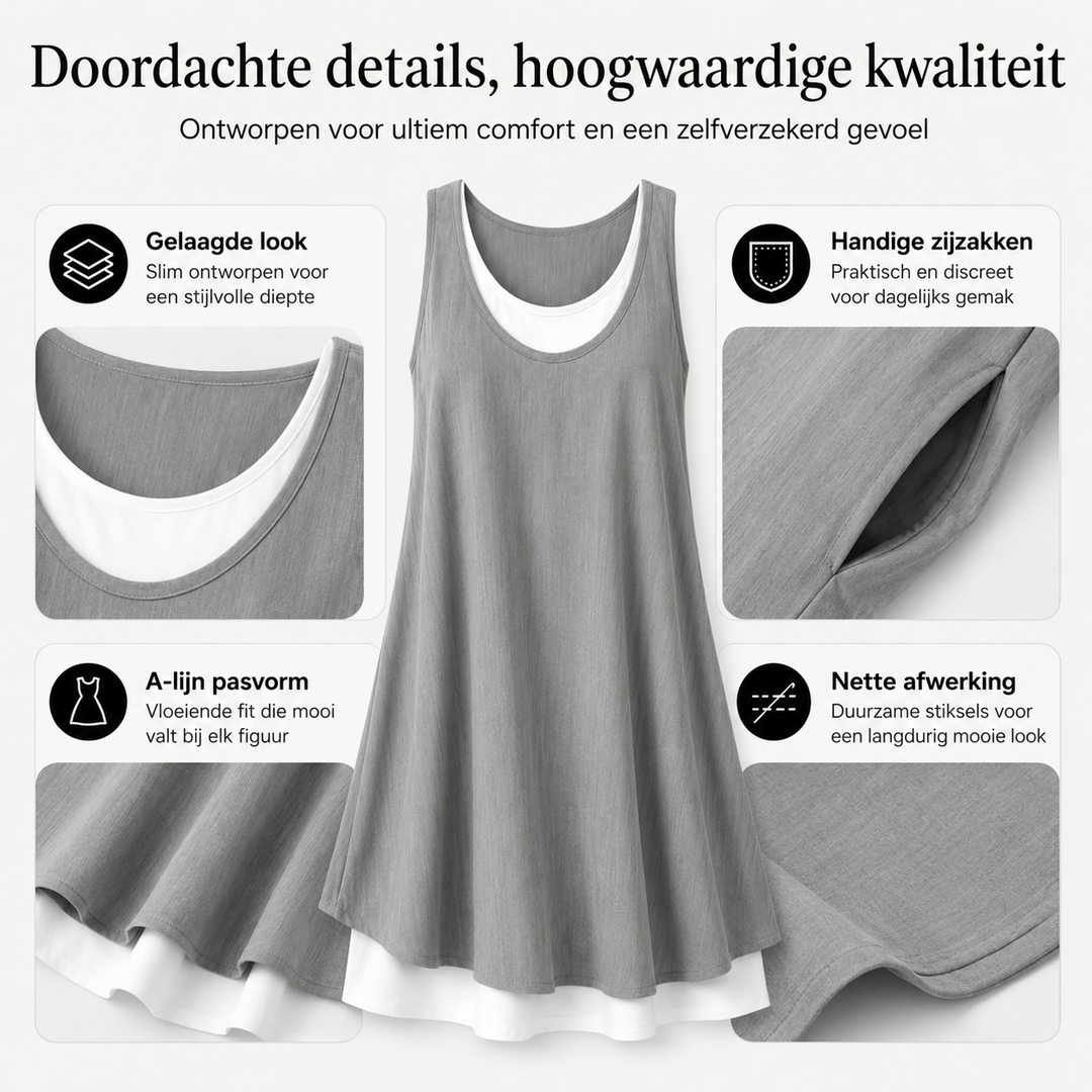 Anouk™ | Tummy Concealing Sleeveless Dress with Layered Look