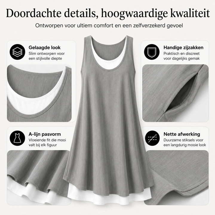 Anouk™ | Tummy Concealing Sleeveless Dress with Layered Look
