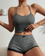 Gloria Casual Two-Piece Set with Waffle Texture, view 7 - Elena Harper