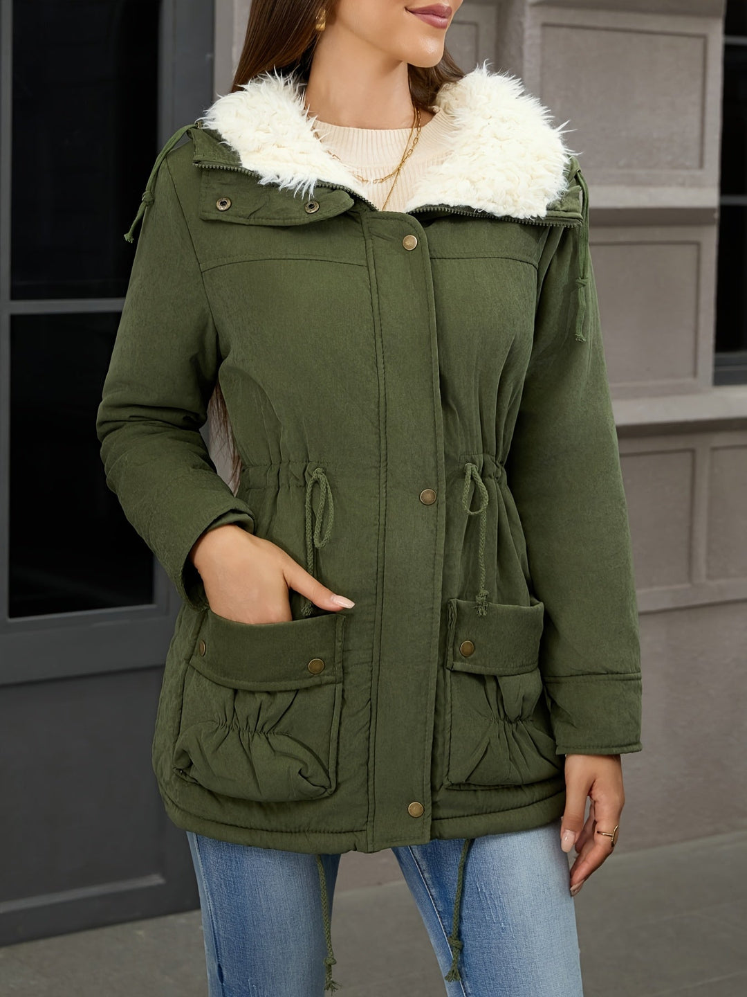 Sylvie - Short Women's Parka with Faux Fur Collar