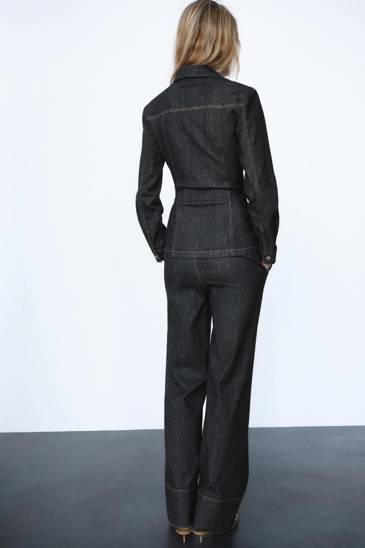 Women's Fitted Denim Set: Top & Trousers for Effortless Style