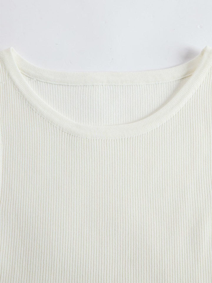 Elegant White Breathable Knit Tank Top