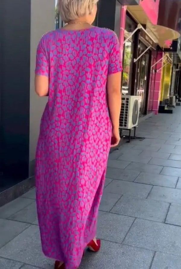Aspasia Bold and Airy Dress with Prints, view 6 - Elena Harper