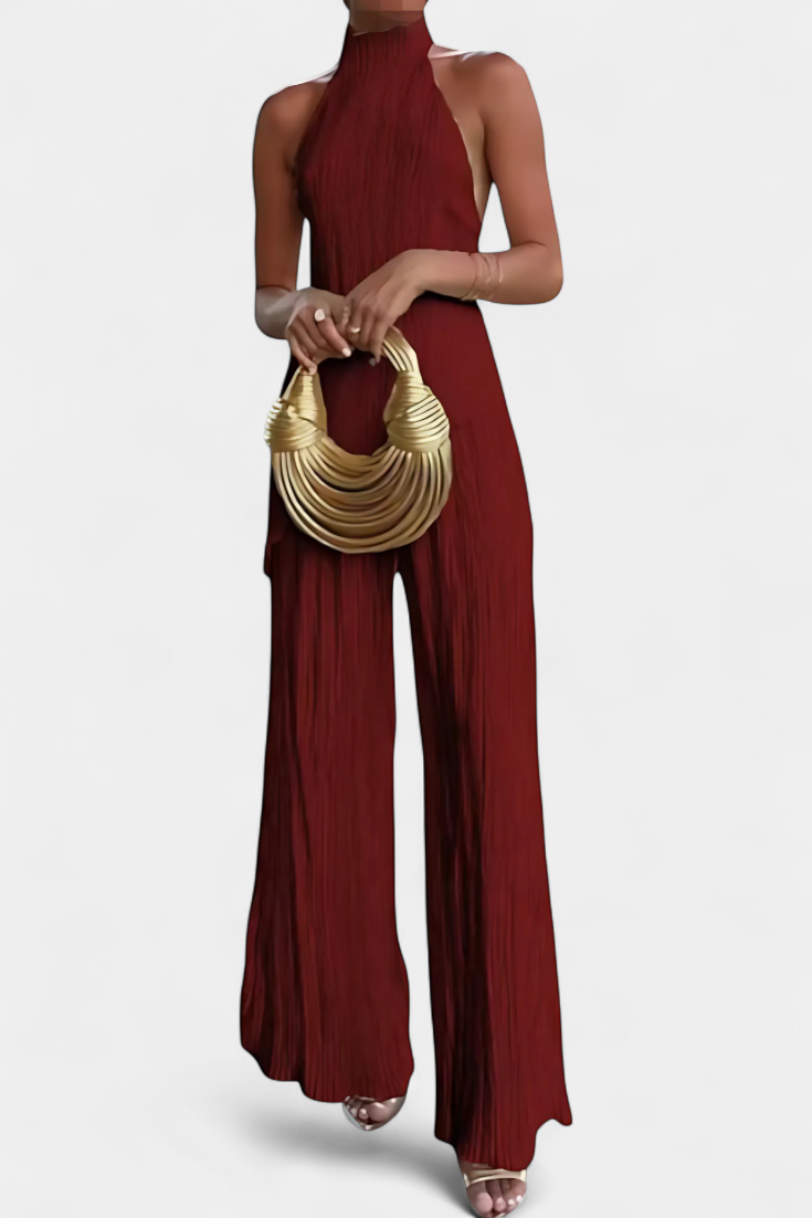 Lucindra Asymmetrical Pleated Top and Pants, view 2 - Elena Harper
