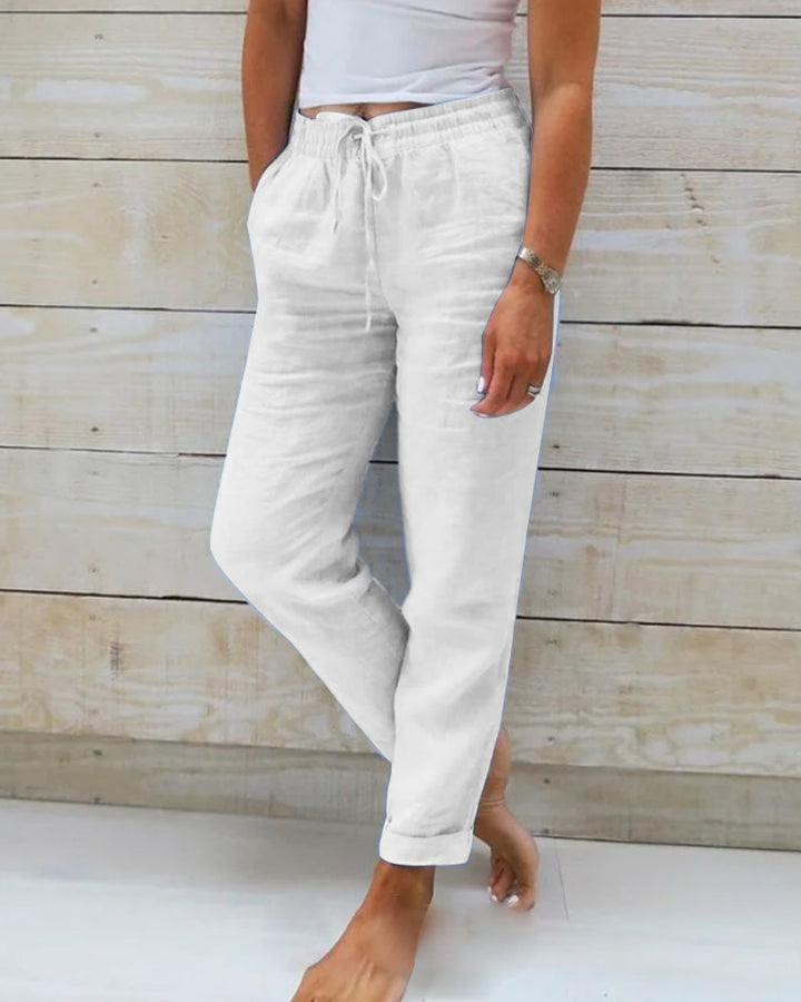 Allison Luxe Cotton-Linen Tailored Trousers - Elena Harper