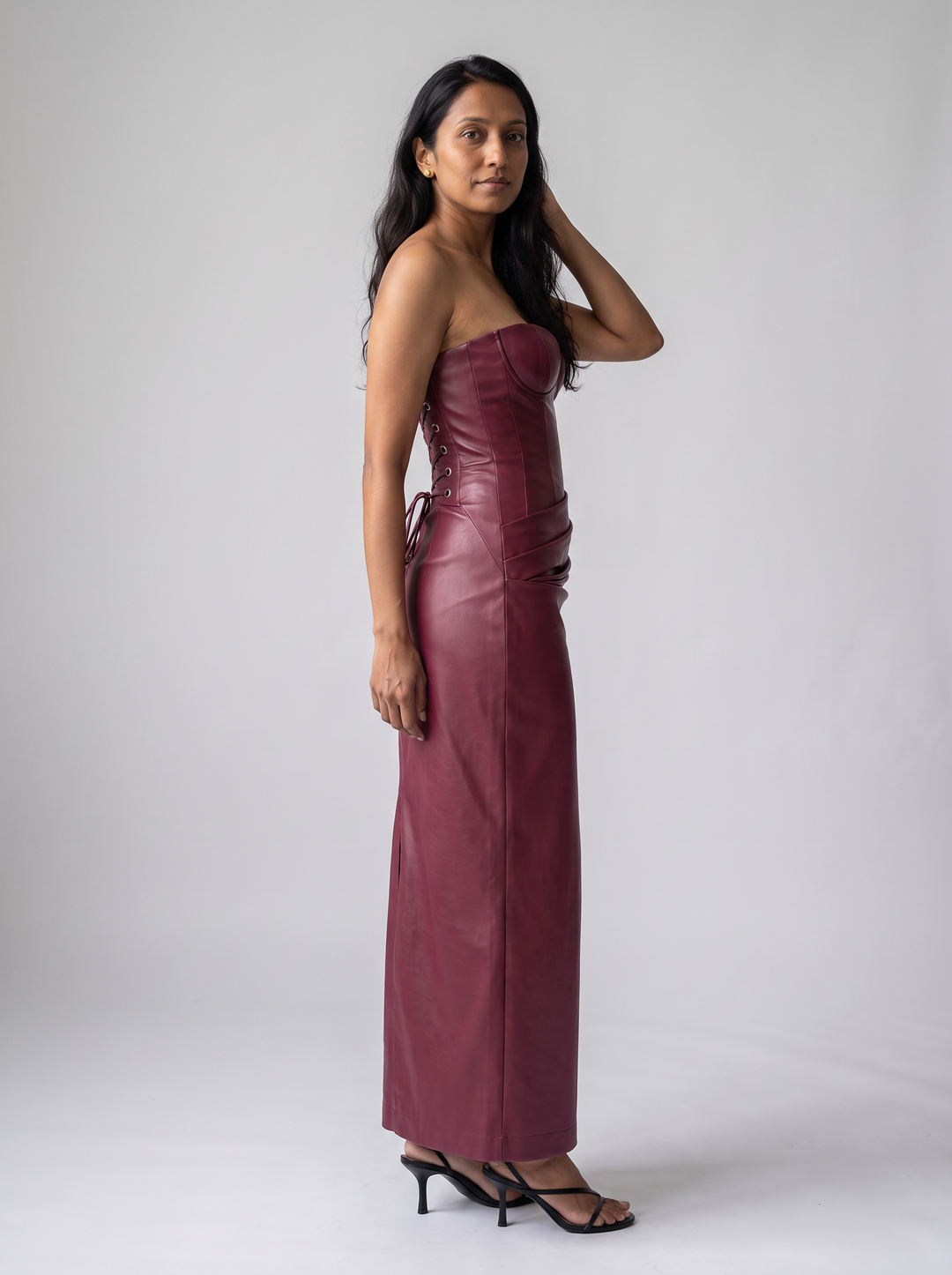 Lace Up Corset Midi Dress Evening