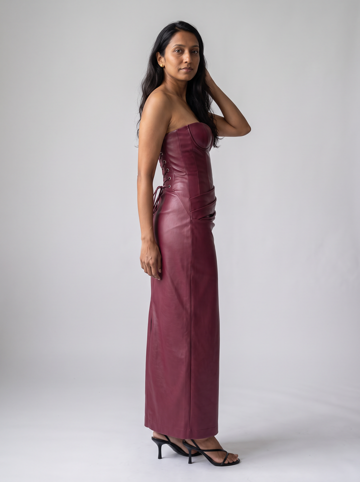 Lace Up Corset Midi Dress Evening