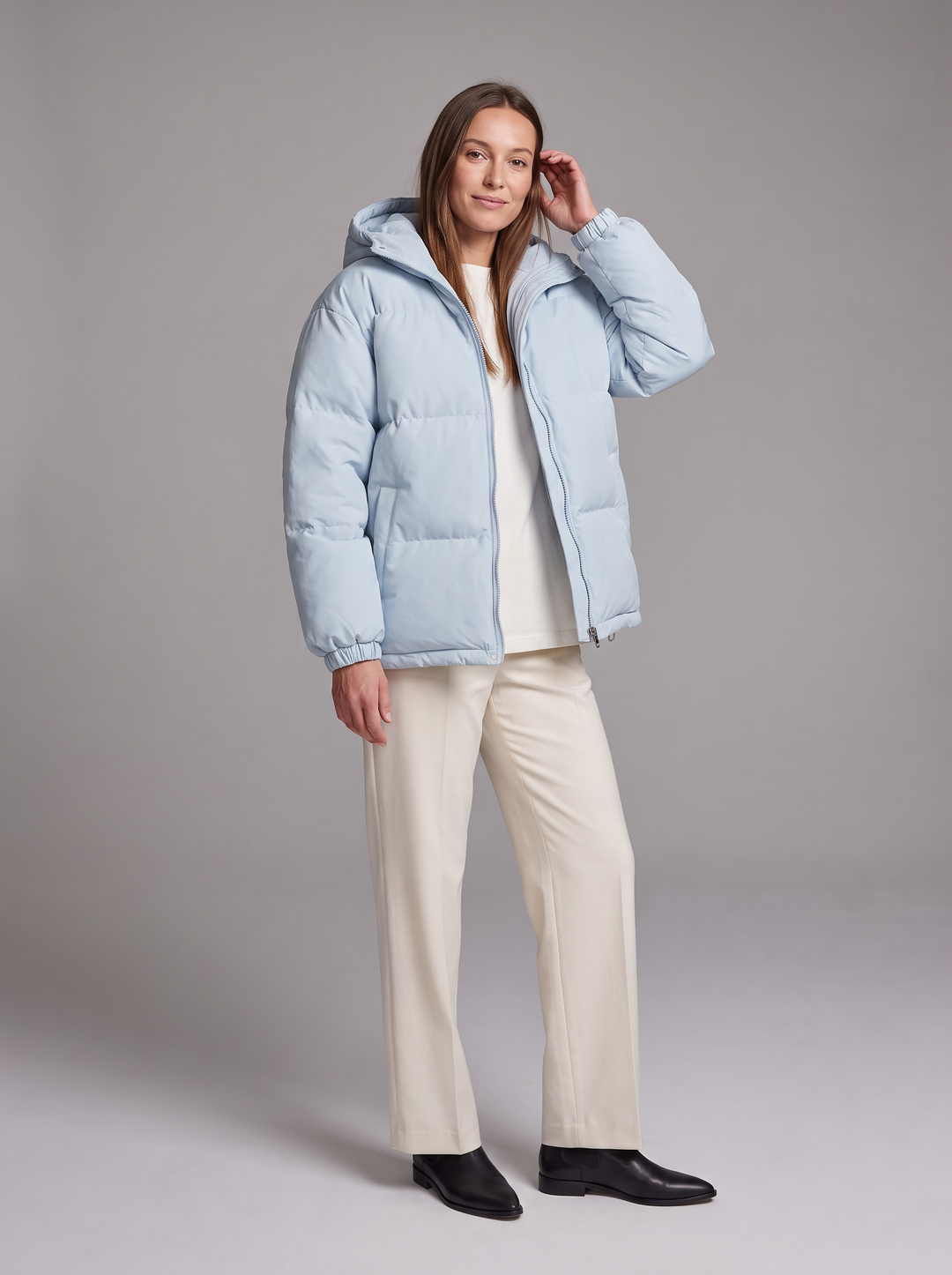 Hooded Blue Puffer Jacket for Winter Days