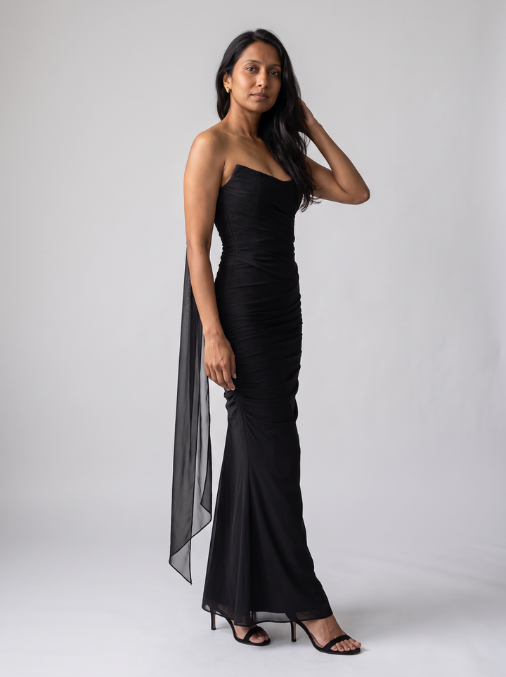 Corset Mesh Maxi Dress Evening