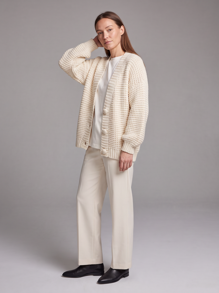 Balloon Sleeve Chunky Knit Cardigan