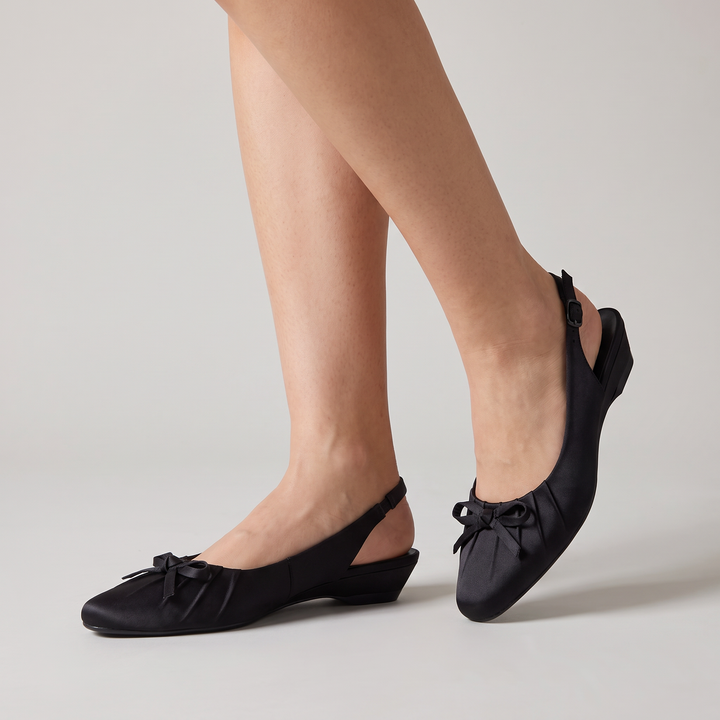 Black Bow Slingback Kitten Heels