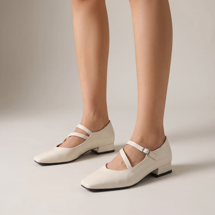 White Mary Jane Block Heels Office Wear