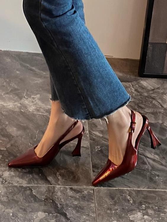 Patent Leather Slingback Pumps, view 3 - Elena Harper
