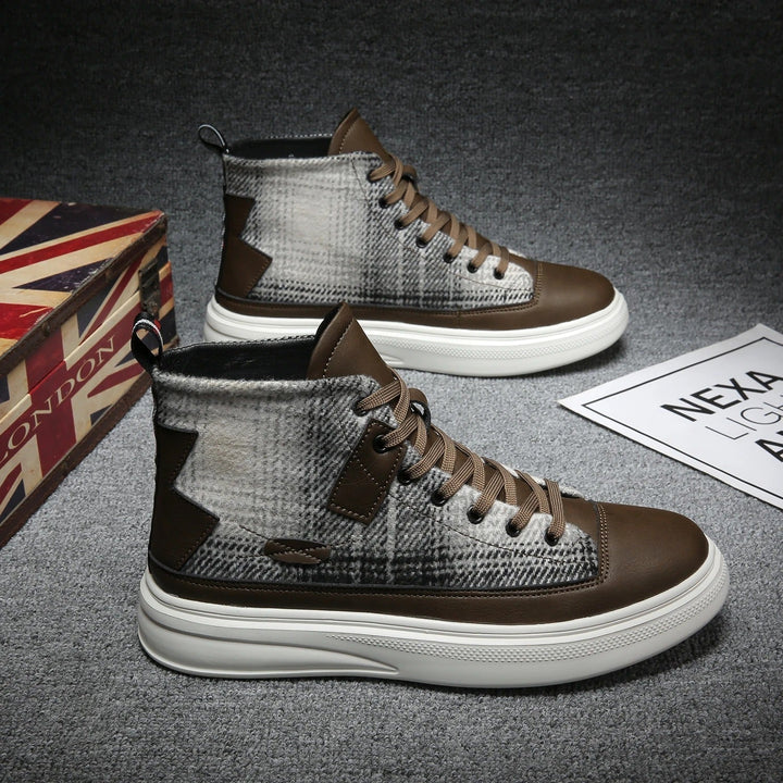 High-top plaid sneakers for men