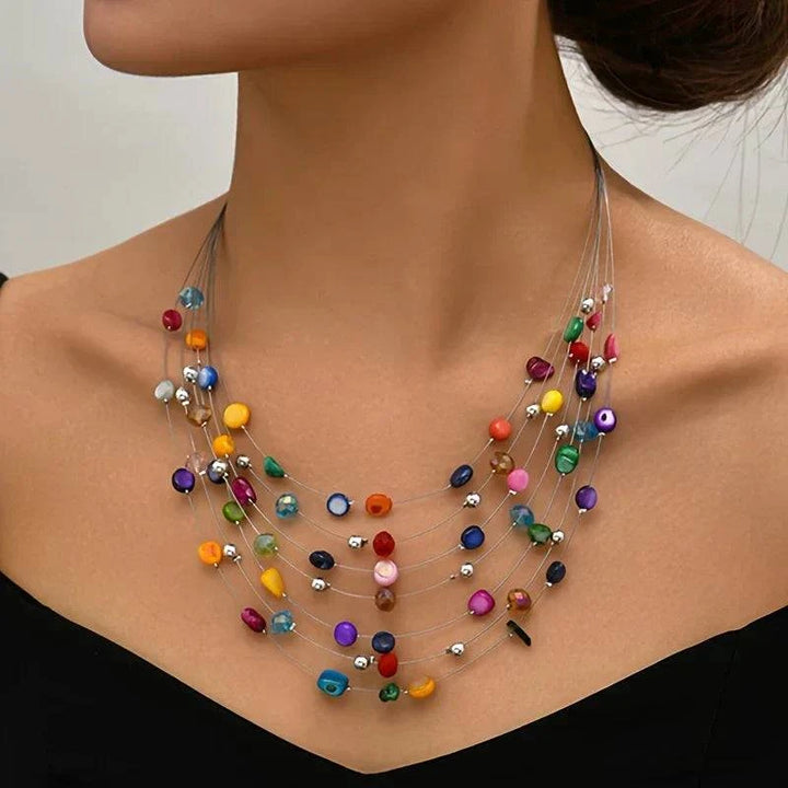 Norheen™ Bohemian Pearl Necklace by Emma & Rose Cape Town featuring layered pearl strands and bohemian-inspired design