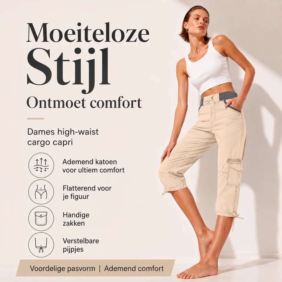 Elise™ | High-Waist Cargo Capri Pants with Pockets