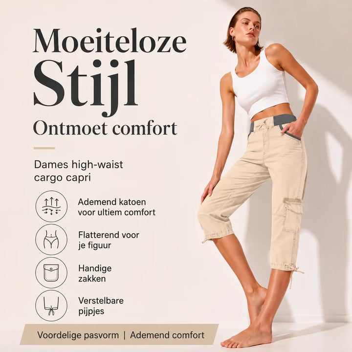 Elise™ | High-Waist Cargo Capri Pants with Pockets