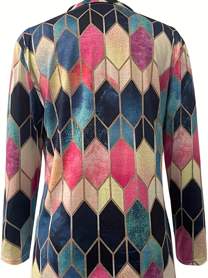 Bianca™ - Colorful Geometric Zip-Up Shirt
