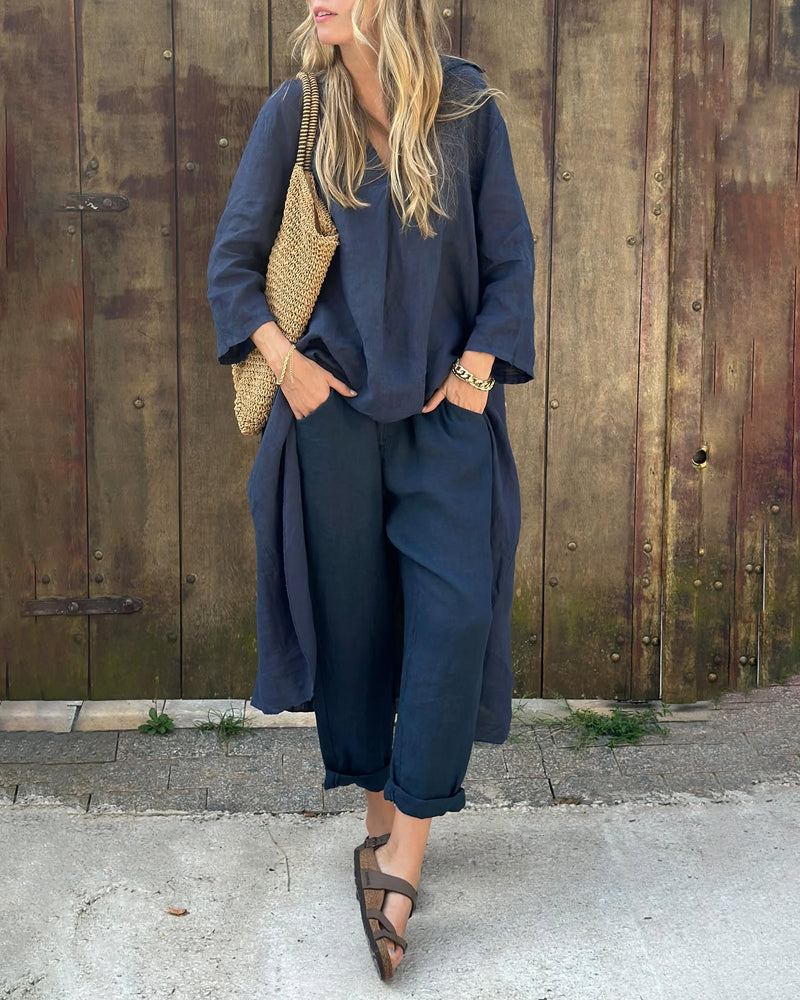 Stella Elegant Loose V-Neck Set - Elena Harper