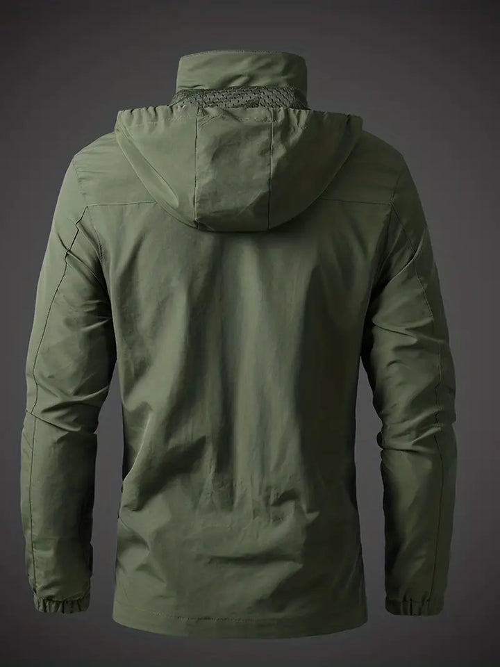 Men's Outdoor Hooded Waterproof Rain Jacket, view 2 - Elena Harper