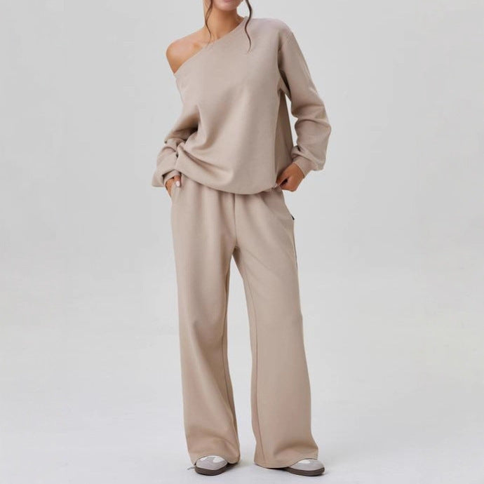 Two-Piece Casual Women's Set – Chic Sporty Style Off-Shoulder
