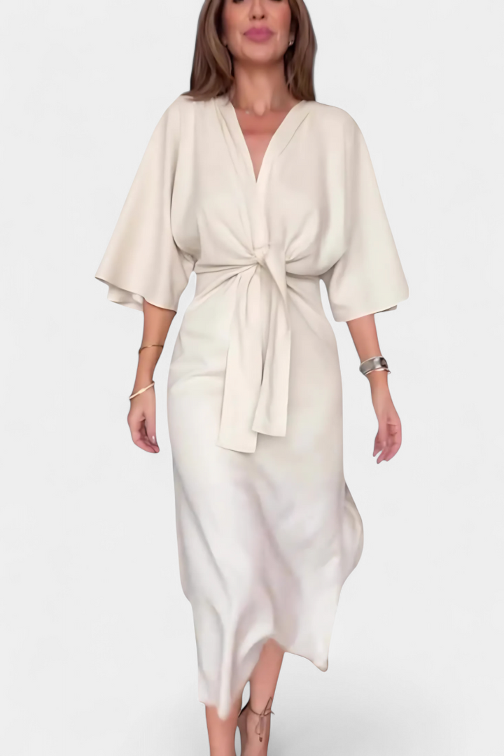 Ayla Casual leisure dress, V-neck and button placket. - Elena Harper