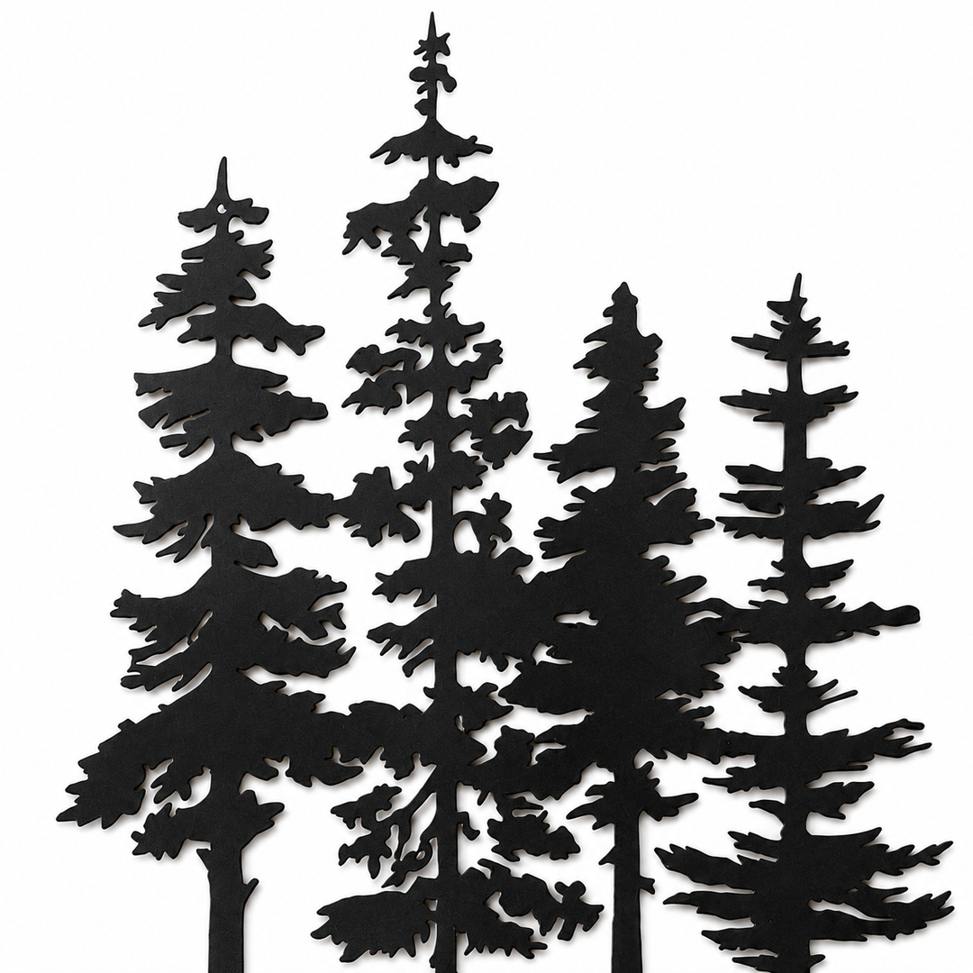 Duskgrove Dimensional Pine Trees Metal Wall Art - Elena Harper