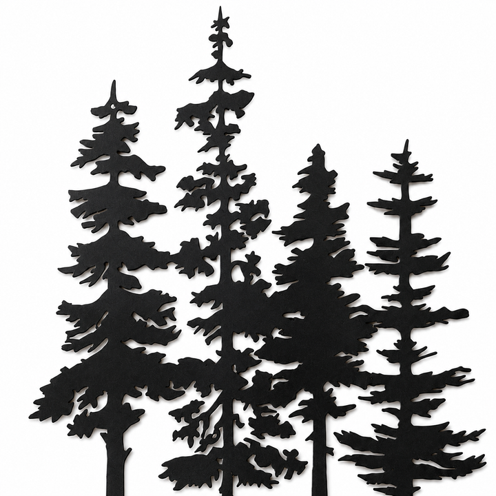 Duskgrove Dimensional Pine Trees Metal Wall Art - Elena Harper