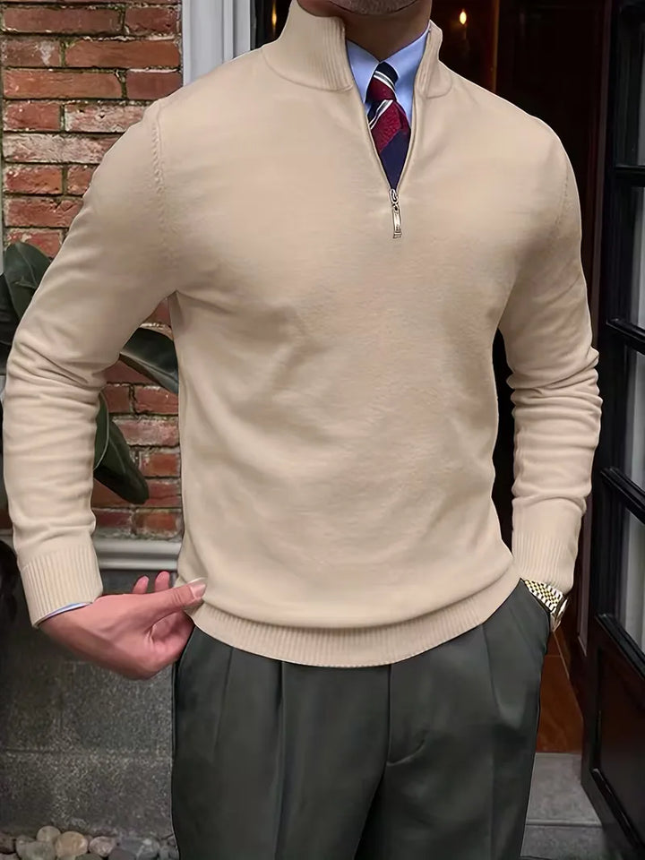Thomas - Elegant Zip Mock Neck Sweater