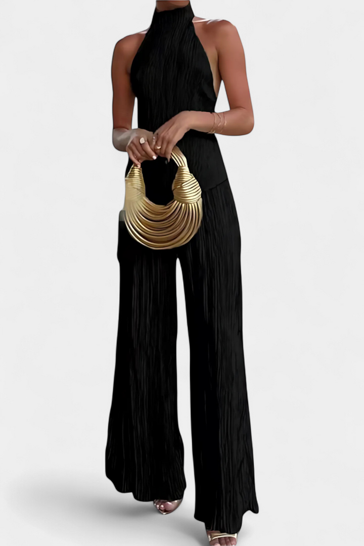 Lucindra Asymmetrical Pleated Top and Pants, view 3 - Elena Harper