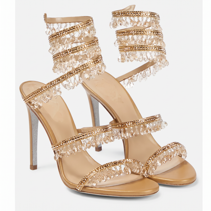 Crystal Wrap Heels Wedding Guest
