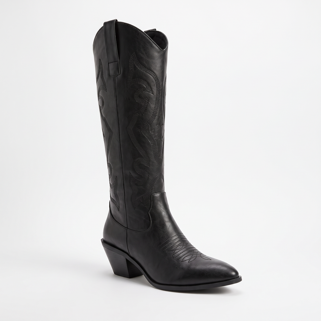 Embroidered Western Knee High Boots